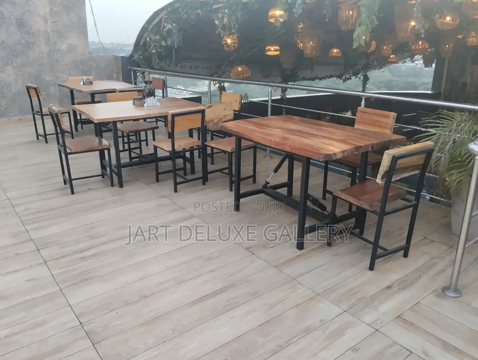 Metal Framed Live-Edge Furniture Set