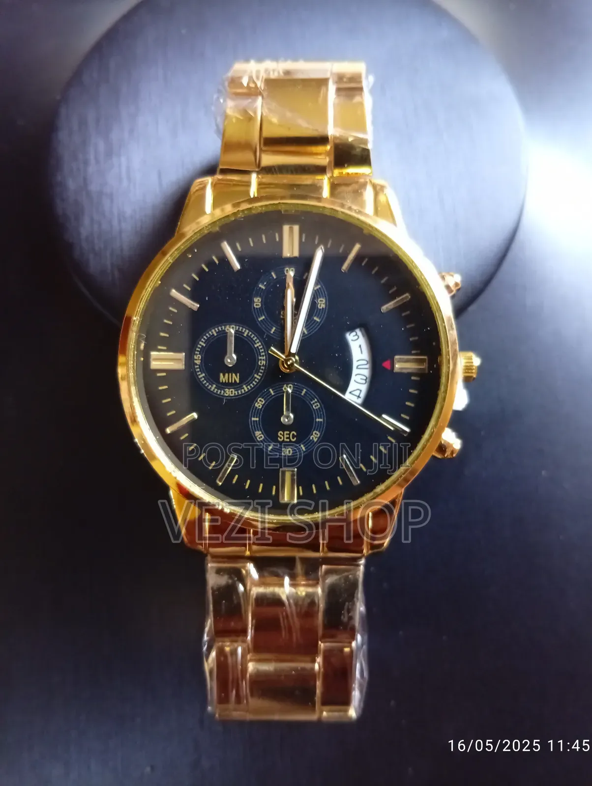 Men's Stylish Gold Plated Stainless Steel Quartz Watch