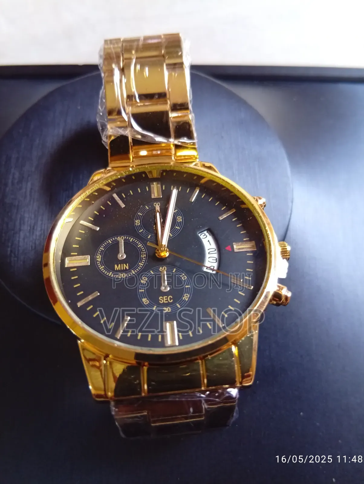Men's Stylish Gold Plated Stainless Steel Quartz Watch