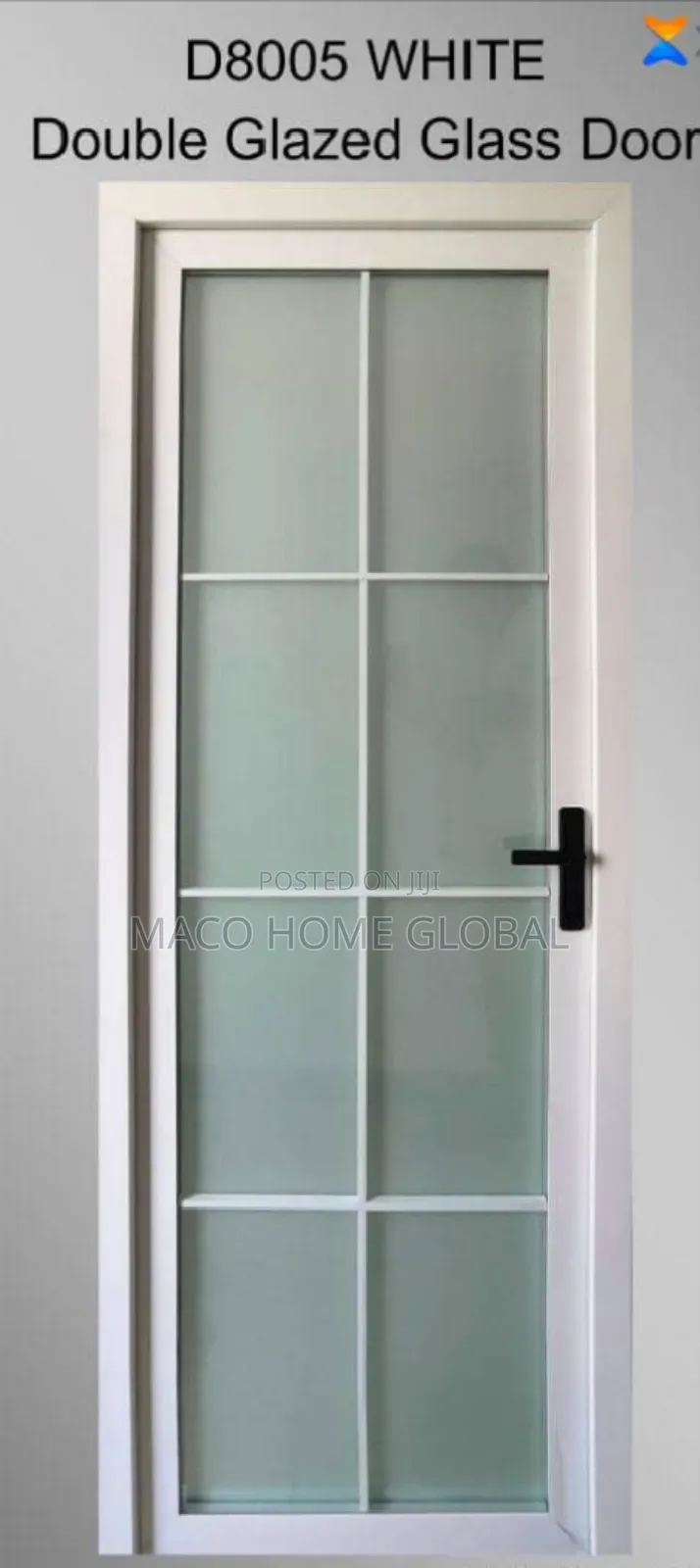 Tampered Full Glass Toilet Door 750 Size