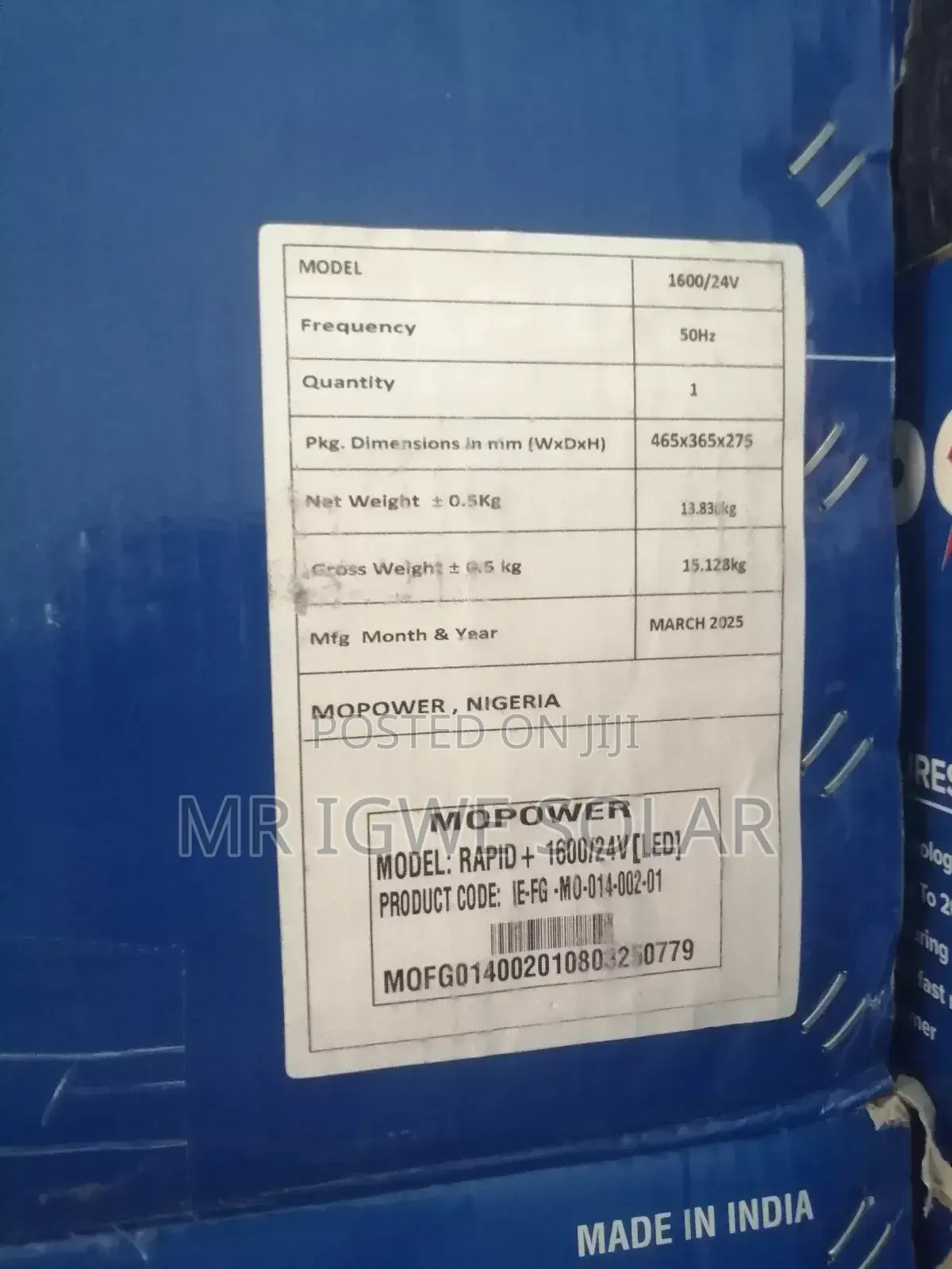 Mopower 1.6kva Inverter 24v