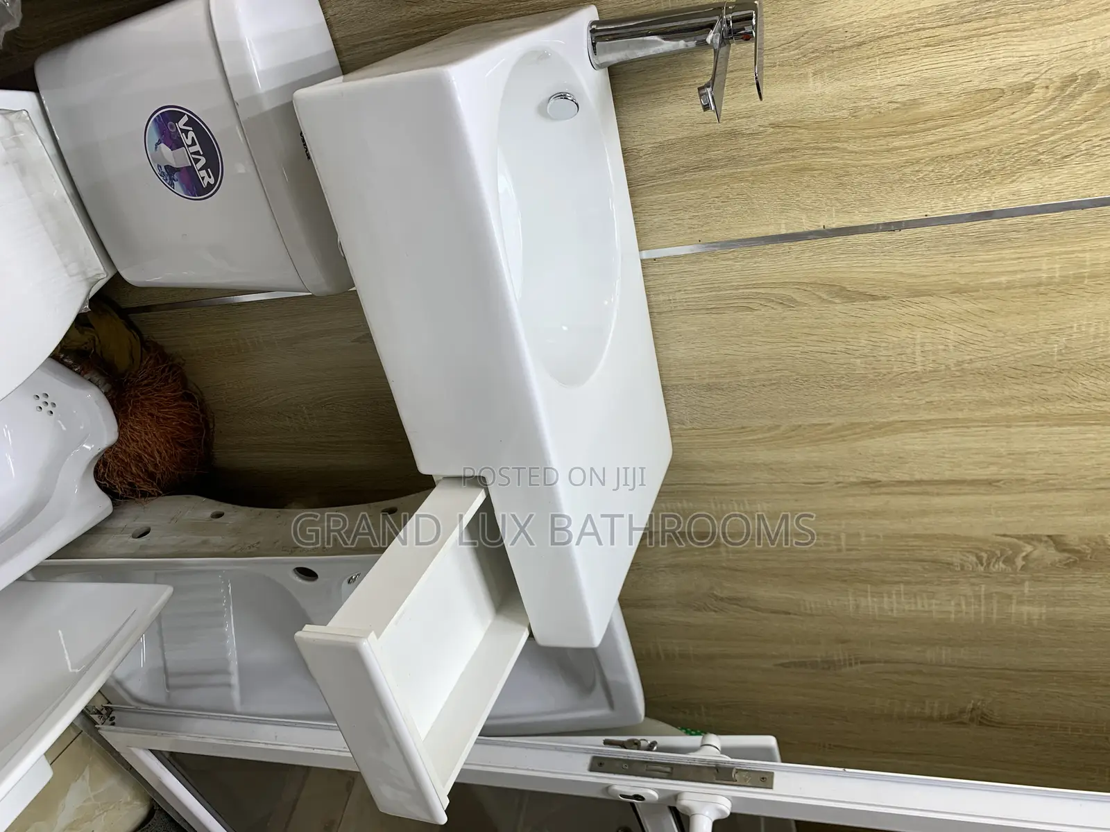 Modern Ceramic Wall-Mounted Bathroom Sink With Chrome Faucet