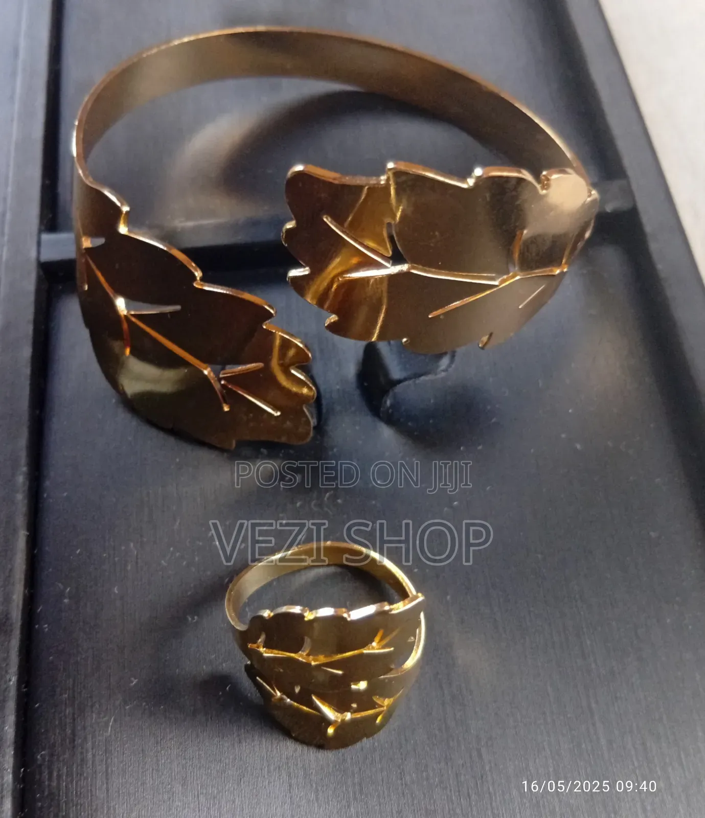Golden Plated Bangle Set With Ring
