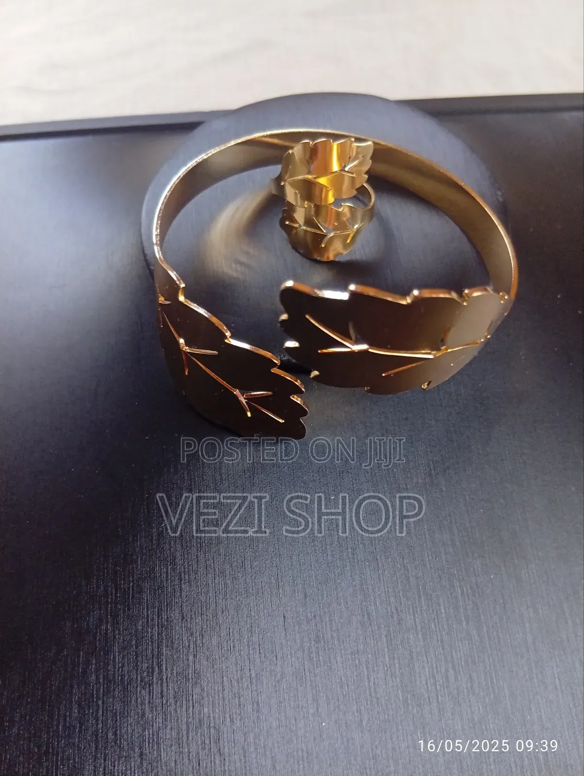 Golden Plated Bangle Set With Ring