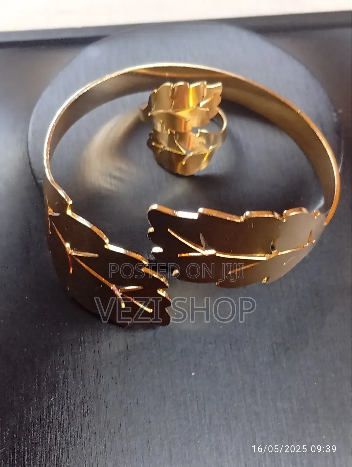Golden Plated Bangle Set With Ring