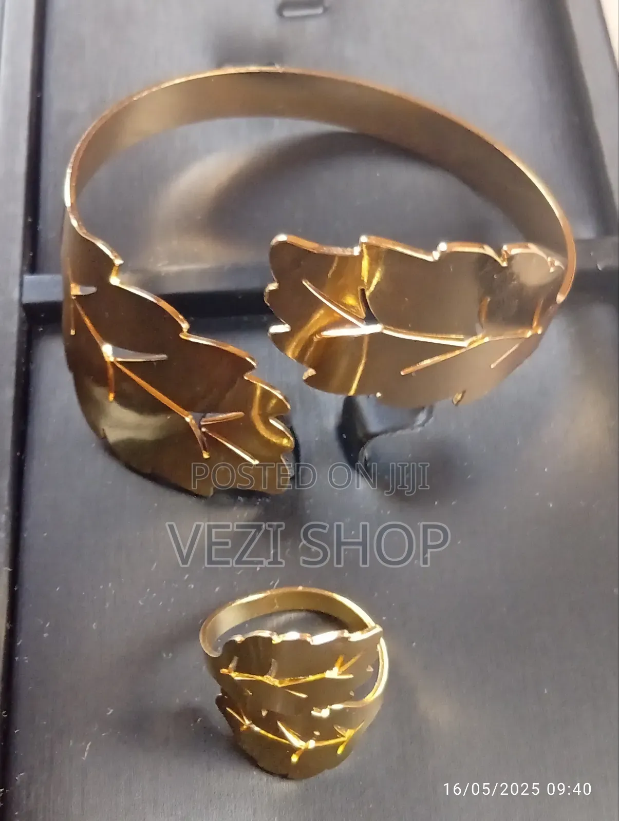 Golden Plated Bangle Set With Ring