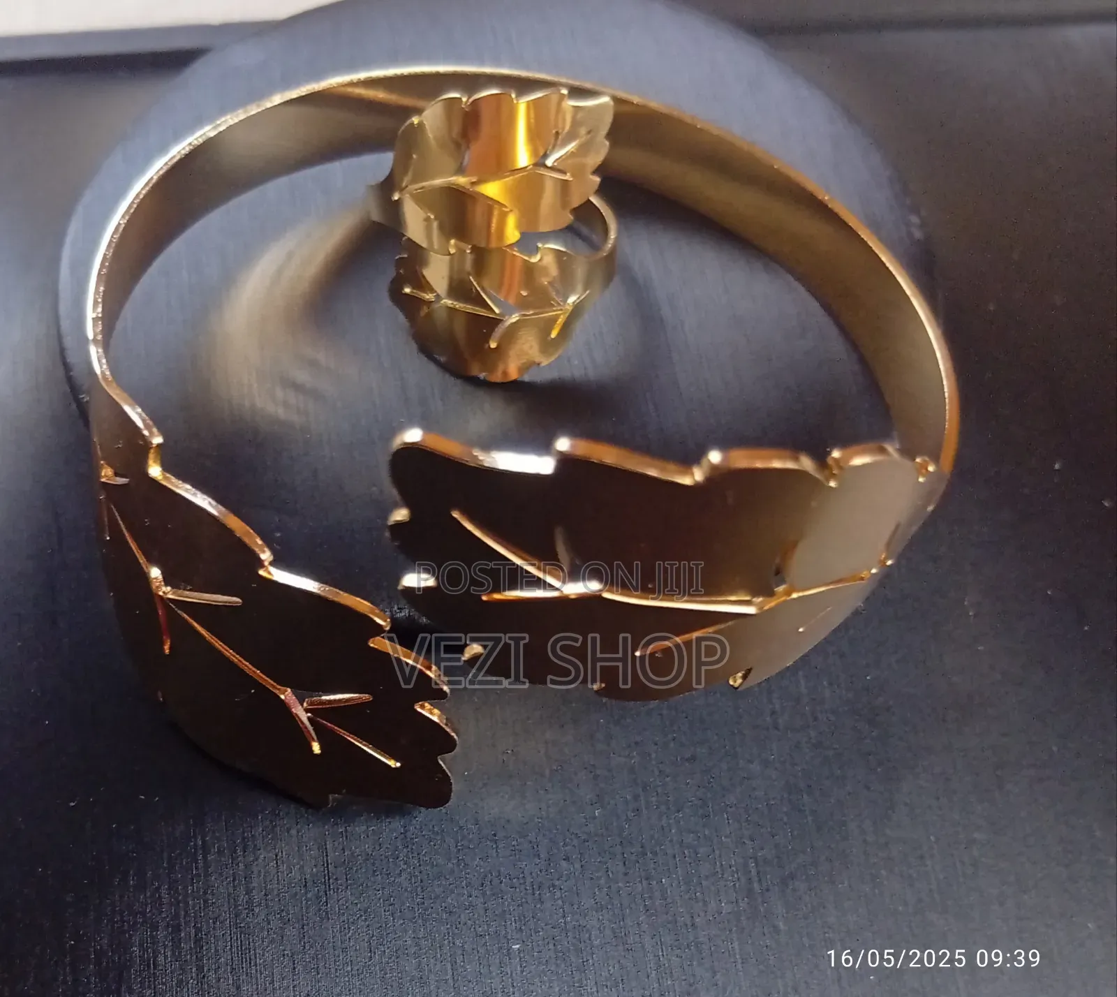 Golden Plated Bangle Set With Ring