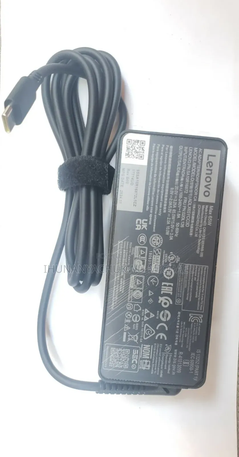 Lenovo 65watts Laptop Charger or Adapter With Type C Mouth