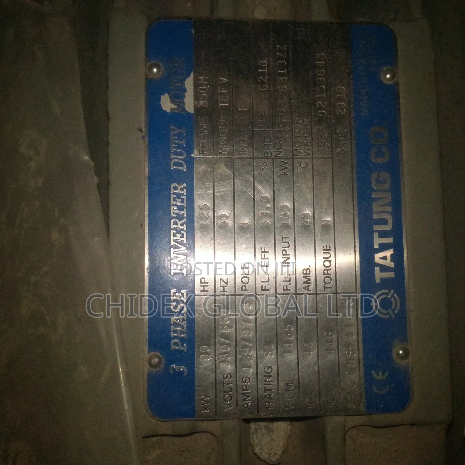 Original Brand New 3 Phase Inverter Duty Motor 90kw 125 Hp