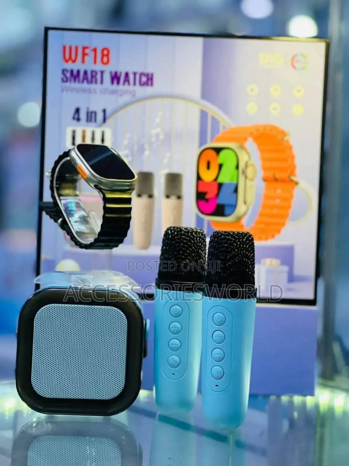4 in 1 Wf18 Smart Watch Bluetooth Speaker and 2 Microphones