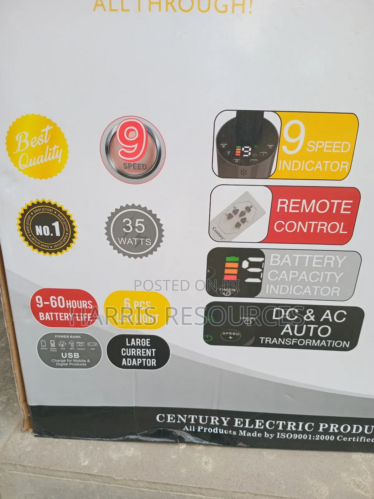 Century Rechargeable Fan 55 Hours Duration - Frc- 45-h1
