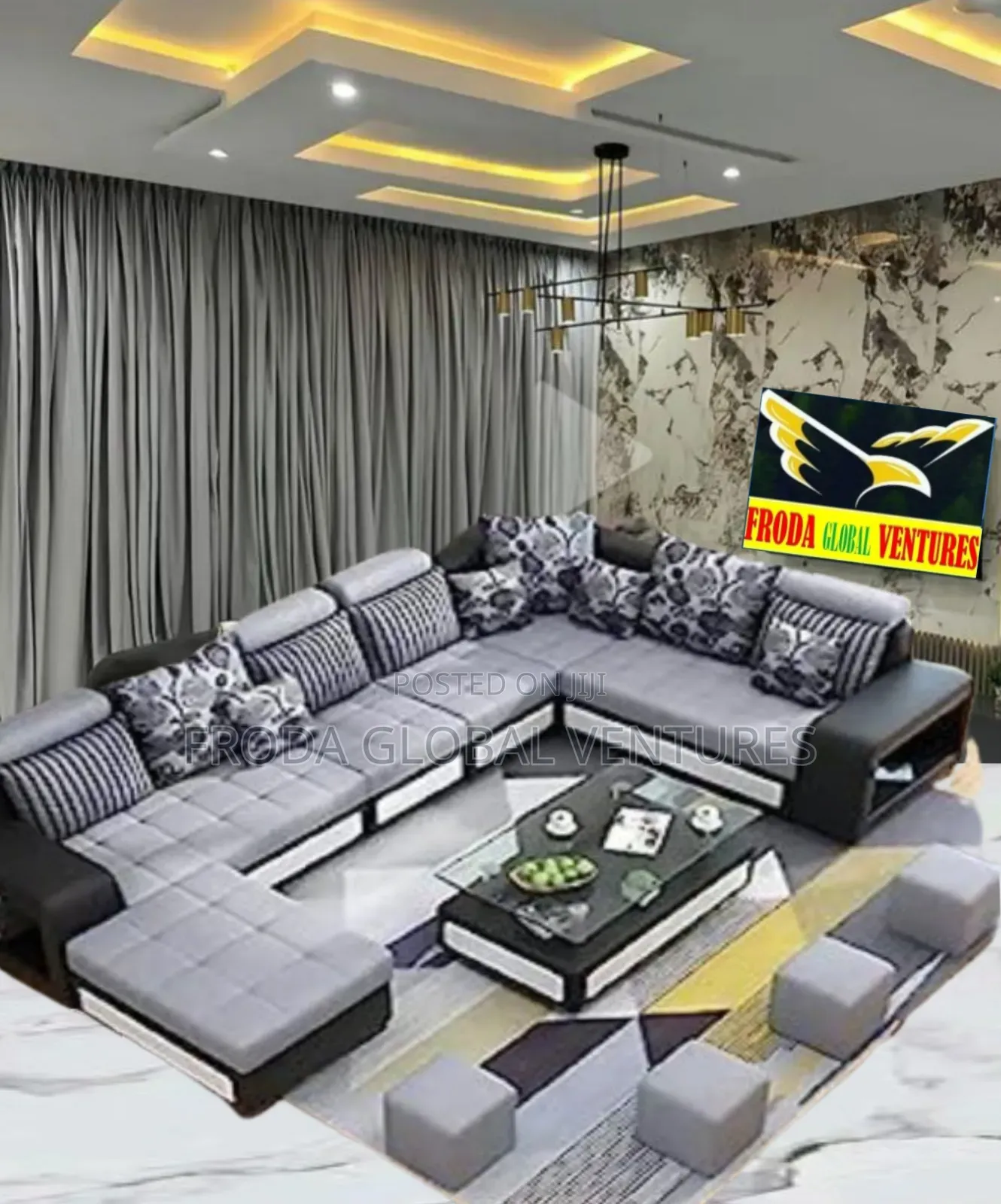 Quality Couch. 9seaters U-Shape Sofa Chairs,Table and Stools