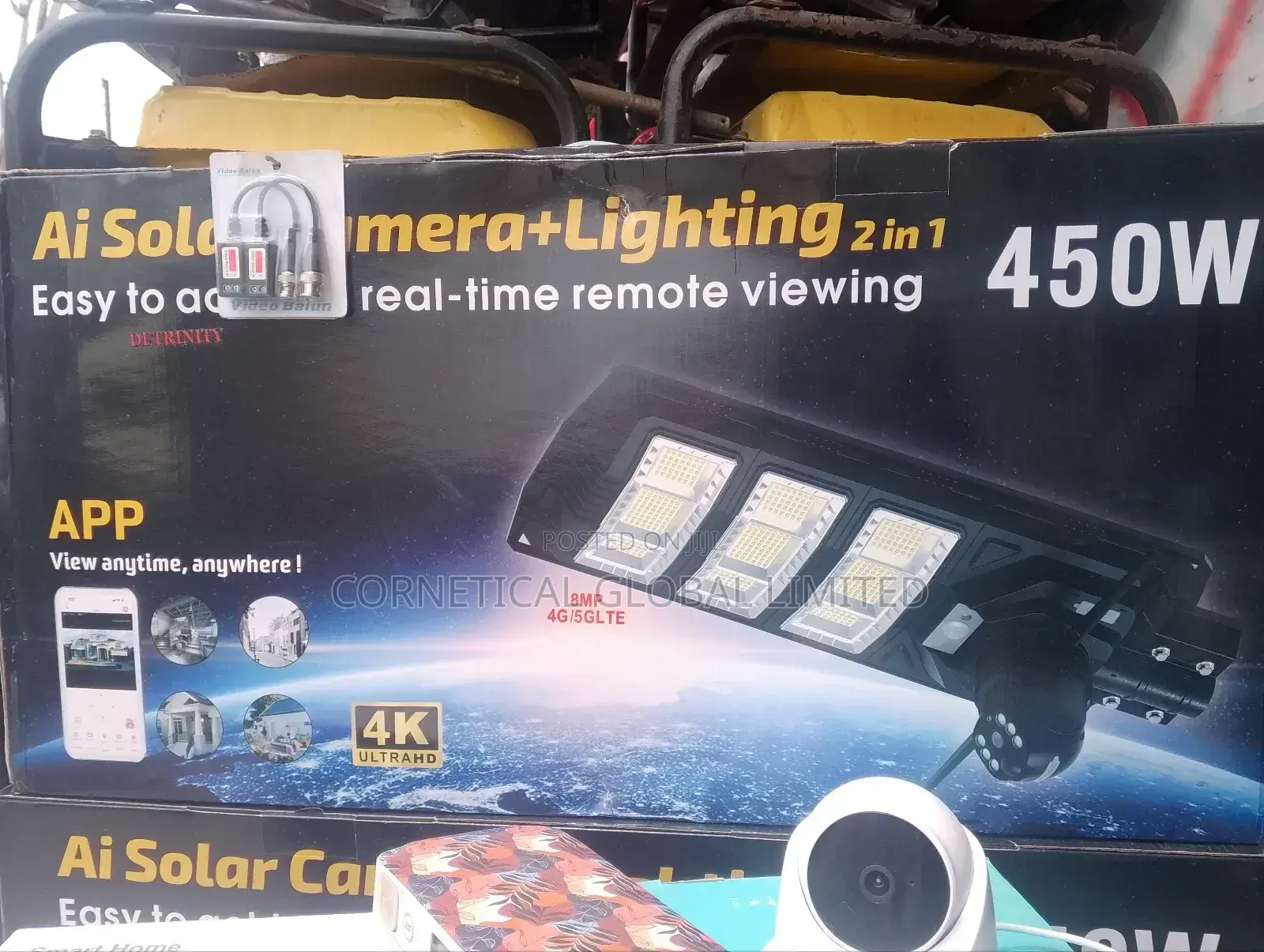 Ai 450 Watts Solar Street Light With 4 Lens 3 Views CCTV Camera