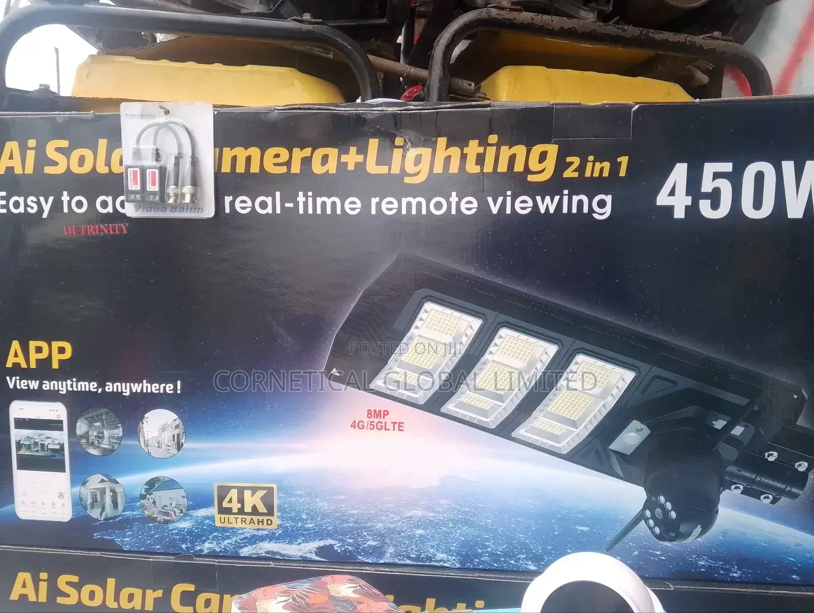 Ai 450 Watts Solar Street Light With 4 Lens 3 Views CCTV Camera
