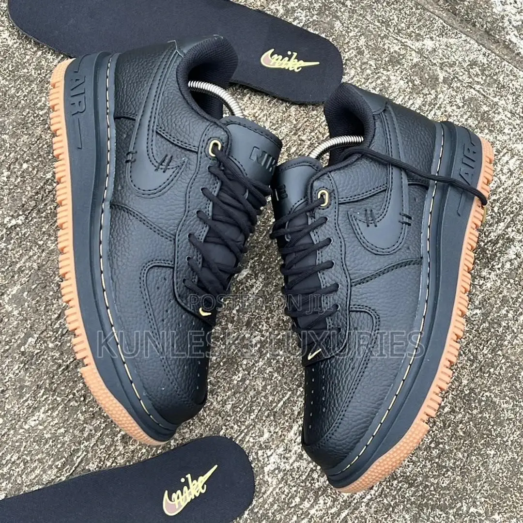 Original Nike Air-Force 1 Luxe Gum Sole Black Sneakers