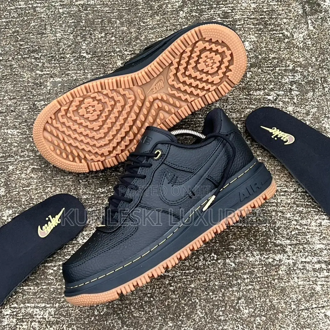 Original Nike Air-Force 1 Luxe Gum Sole Black Sneakers