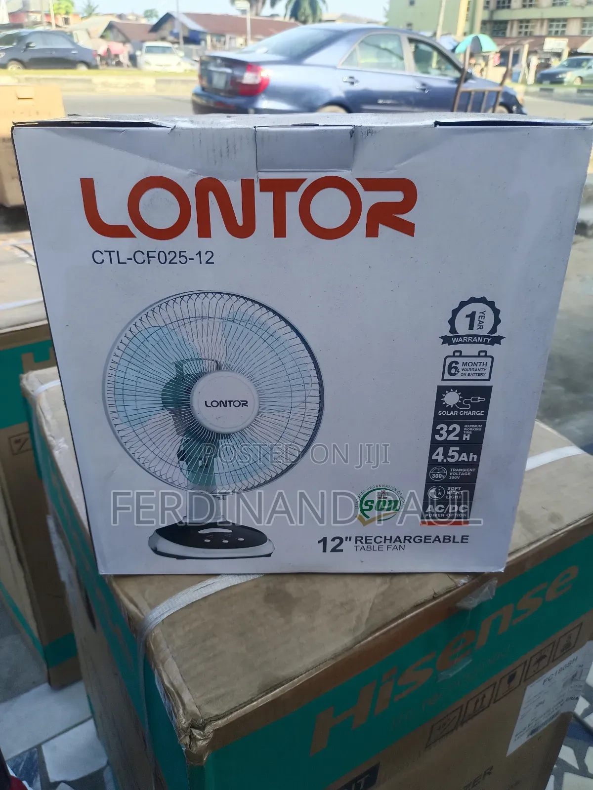 Lontor Rechargeable Table Fan 12"
