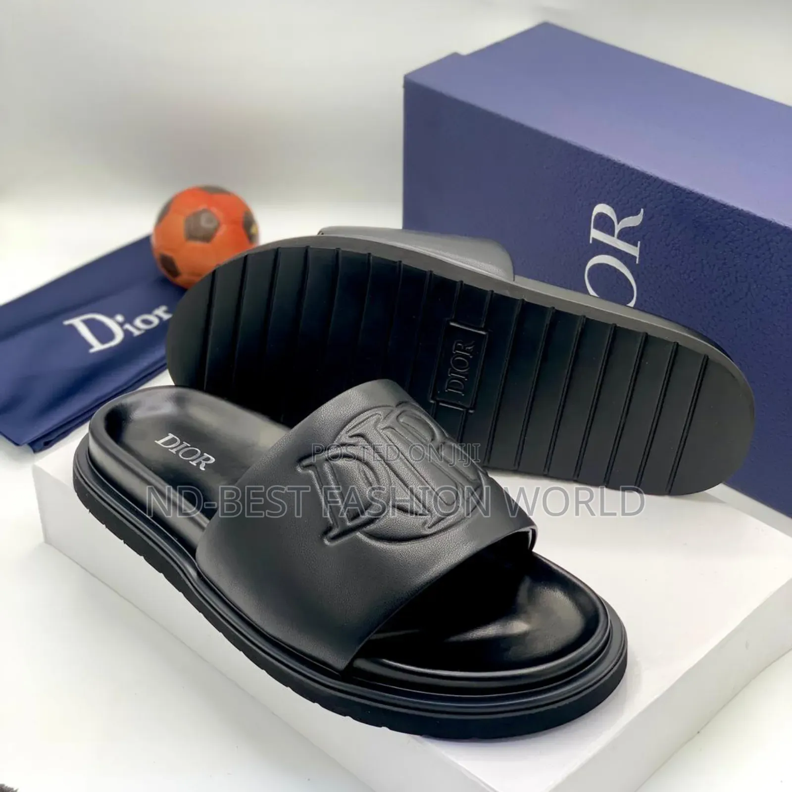 Dior Black Leather Slippers
