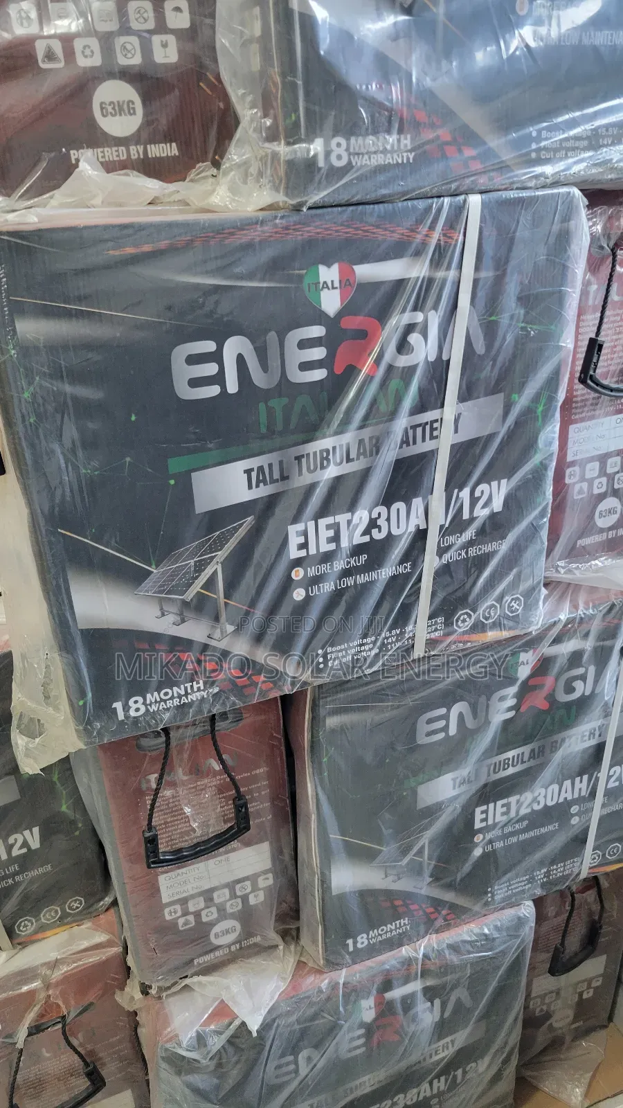 Energia 230ah 12v Italian Tubular Battery With Long Lifespan