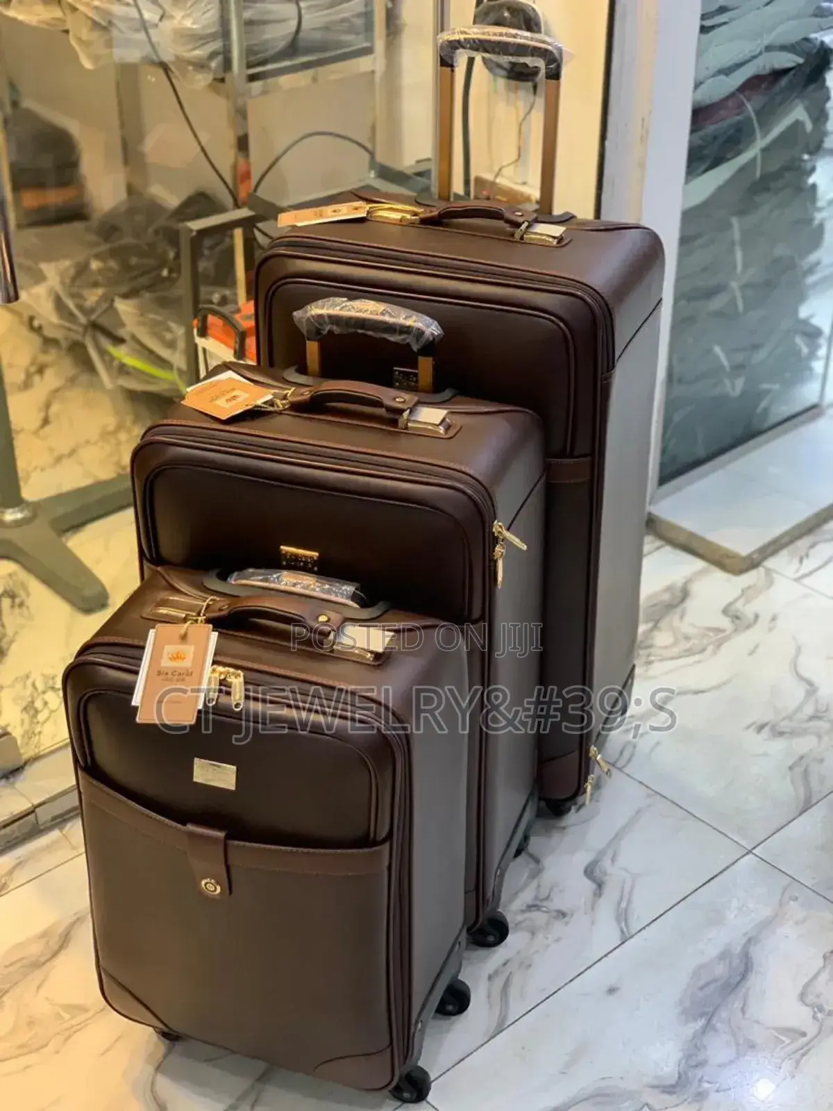 Genuine Leather Luggage Set Six Carat Box High Quality