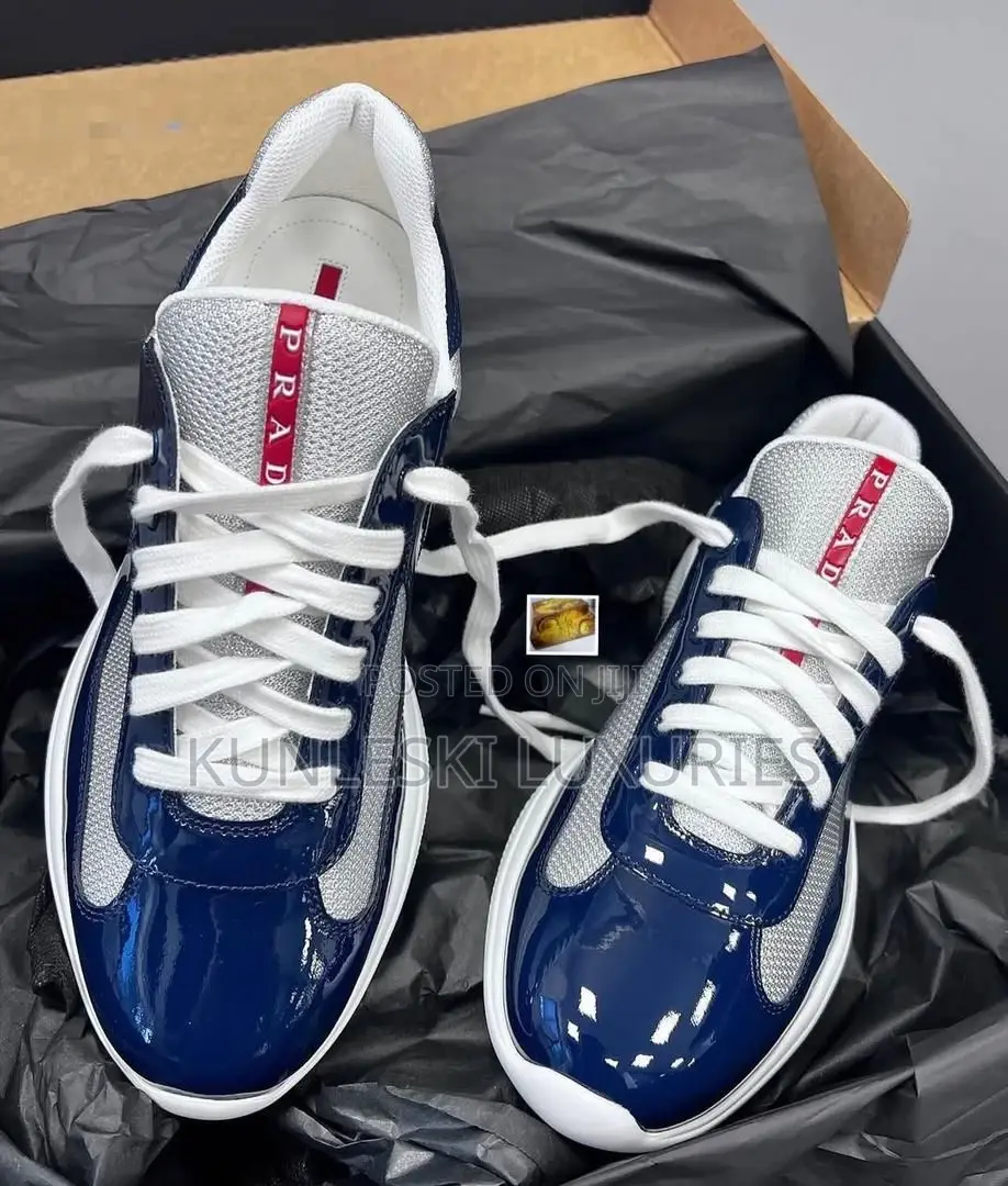 Original New Prada America Cup Low Patent Sneakers