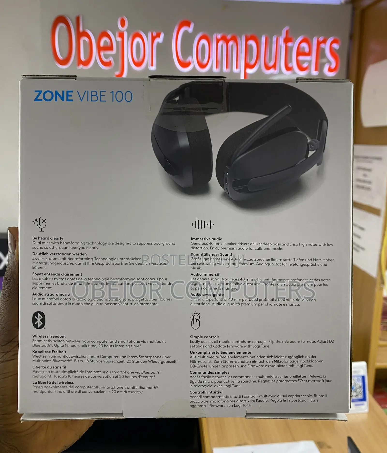 Logitech Zone Vibe 100 Wireless Over Ear Headphones With Nc