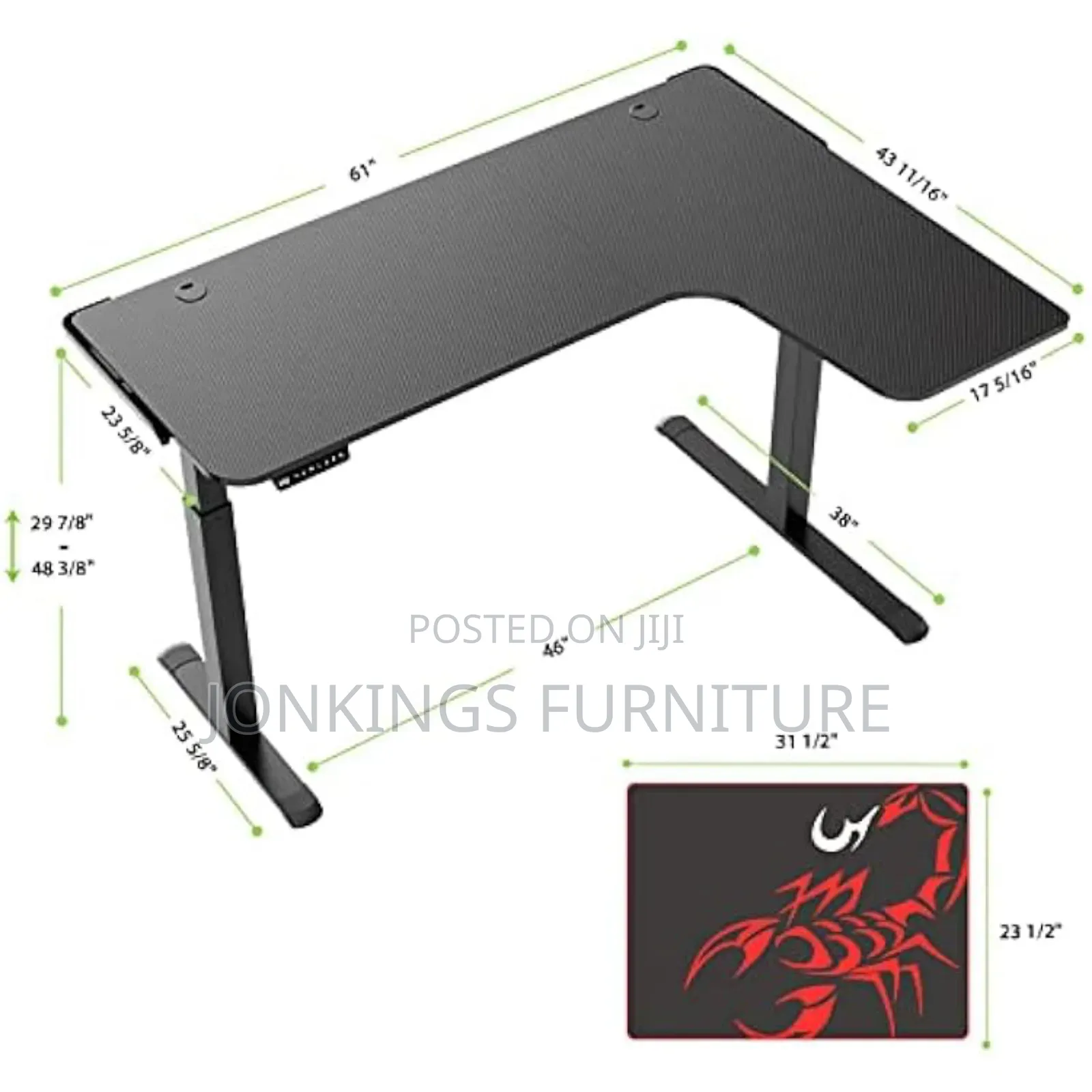 L-Shaped Height Adjustable Table