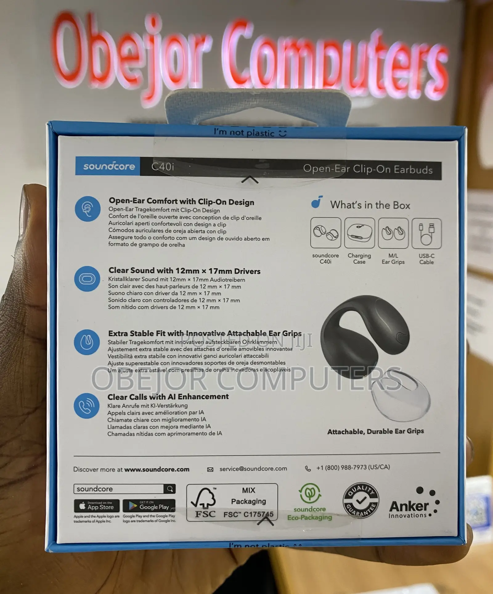 Soundcore C40i by Anker Open-Ear Earbuds Clip-on Headphones