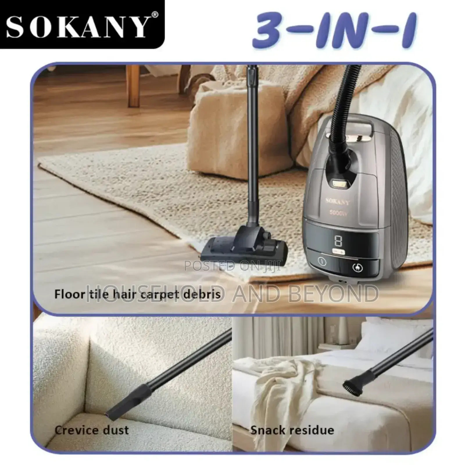 Sokany 3 in 1 Vacuum Cleaner 5l Capacity 5,000w