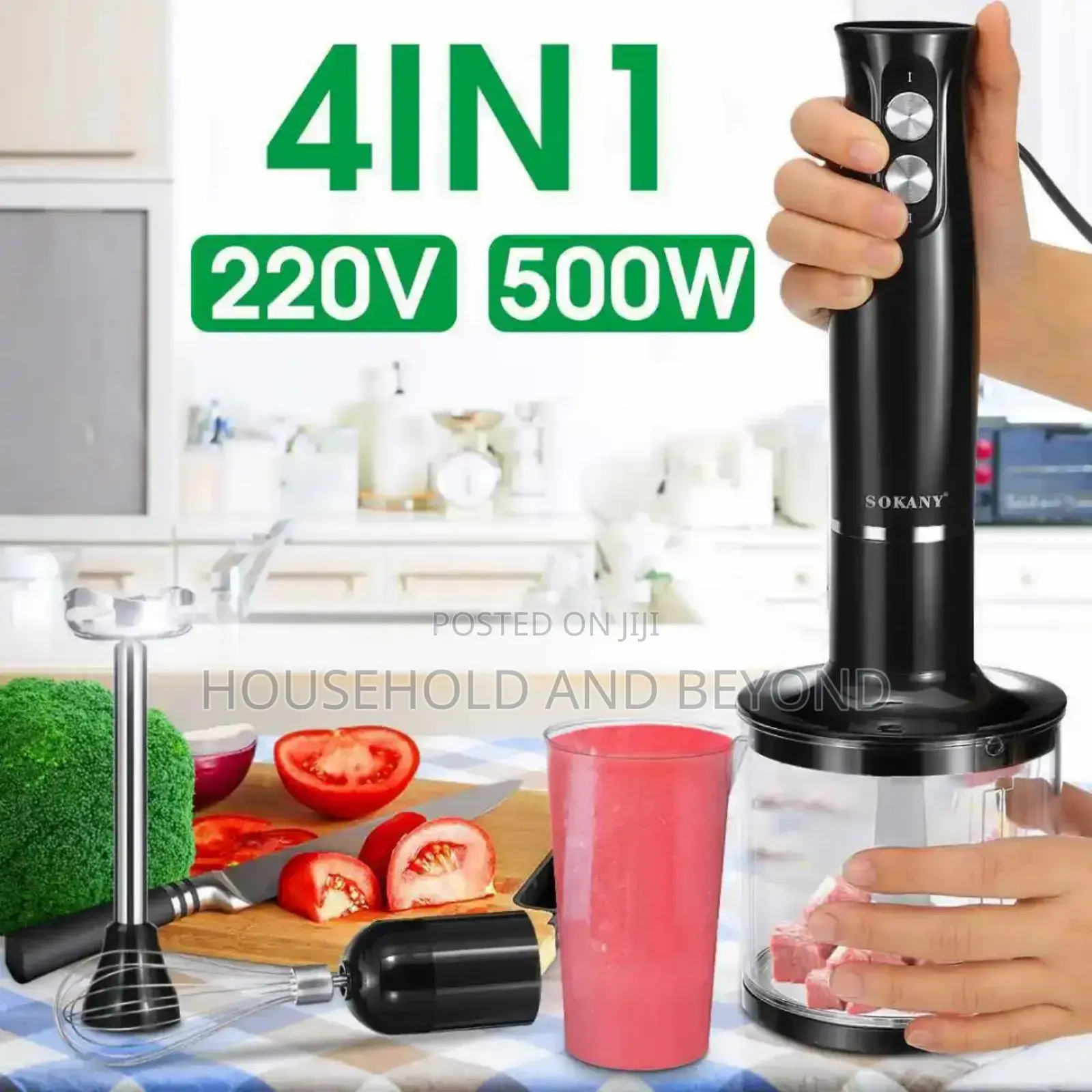 4 in 1 Sokany Mixer Hand Blender Food Chopper