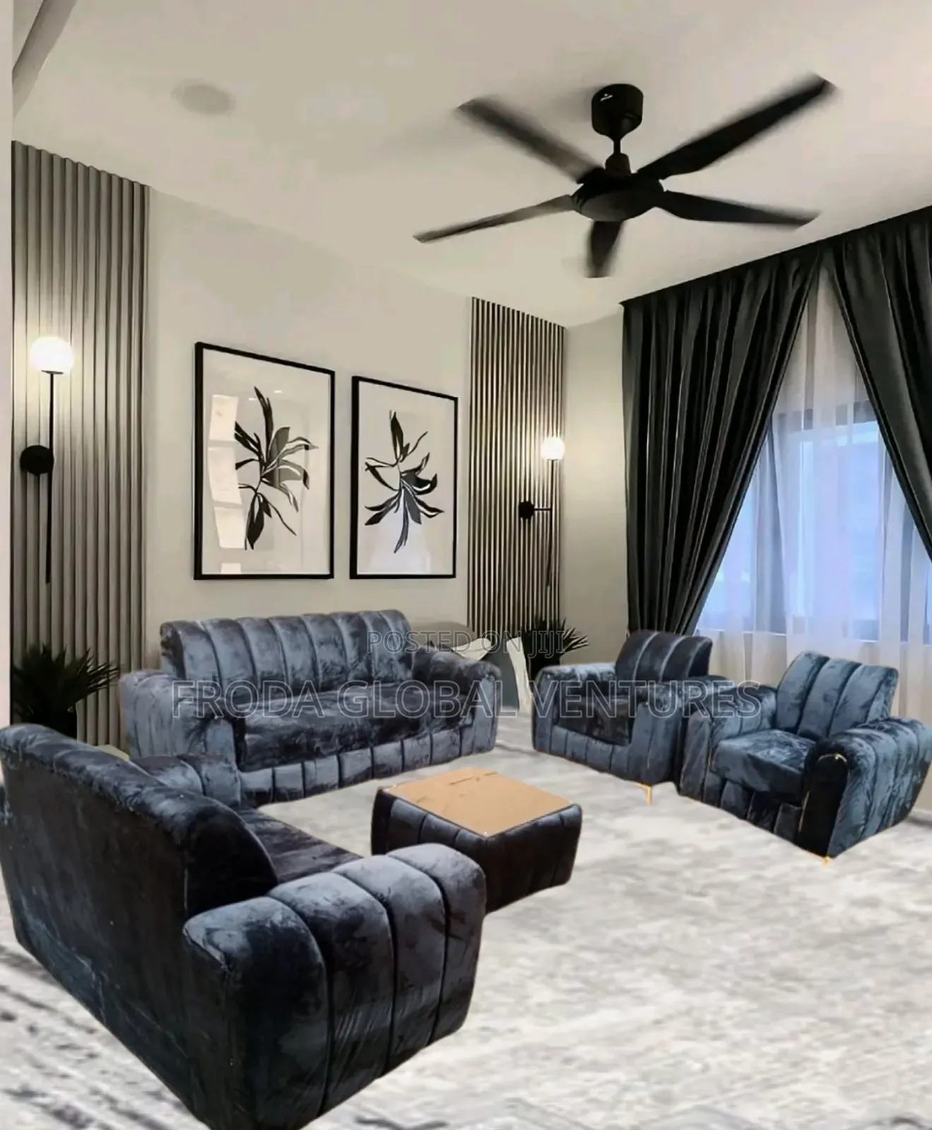 Quality Black Couches of 7 Seaters Sofa Chairs With Table