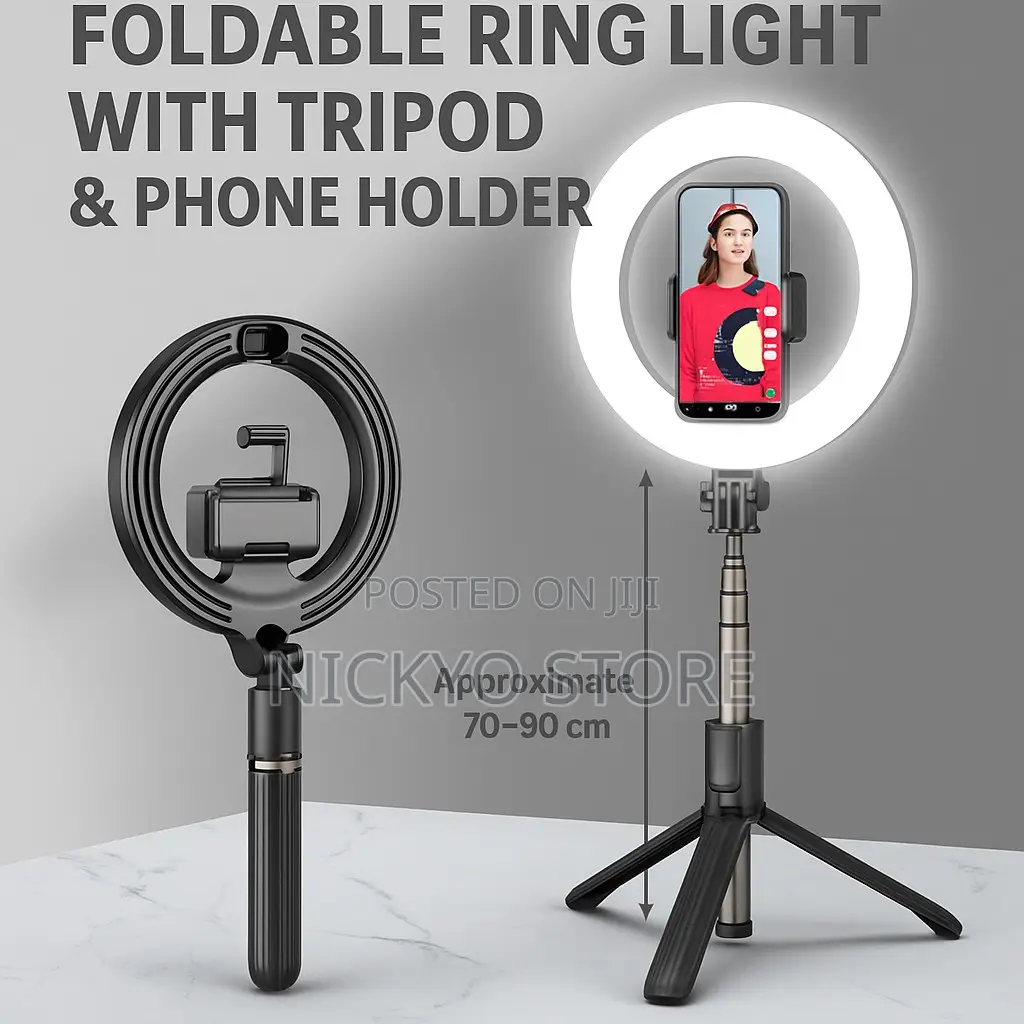 Foldable Ring Light With Tripod Phone Holder