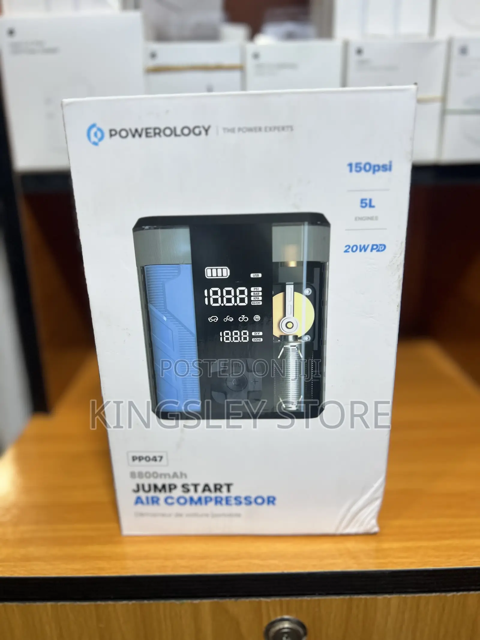 Powerology 8800mah Jump Start Air Compressor - Transparent