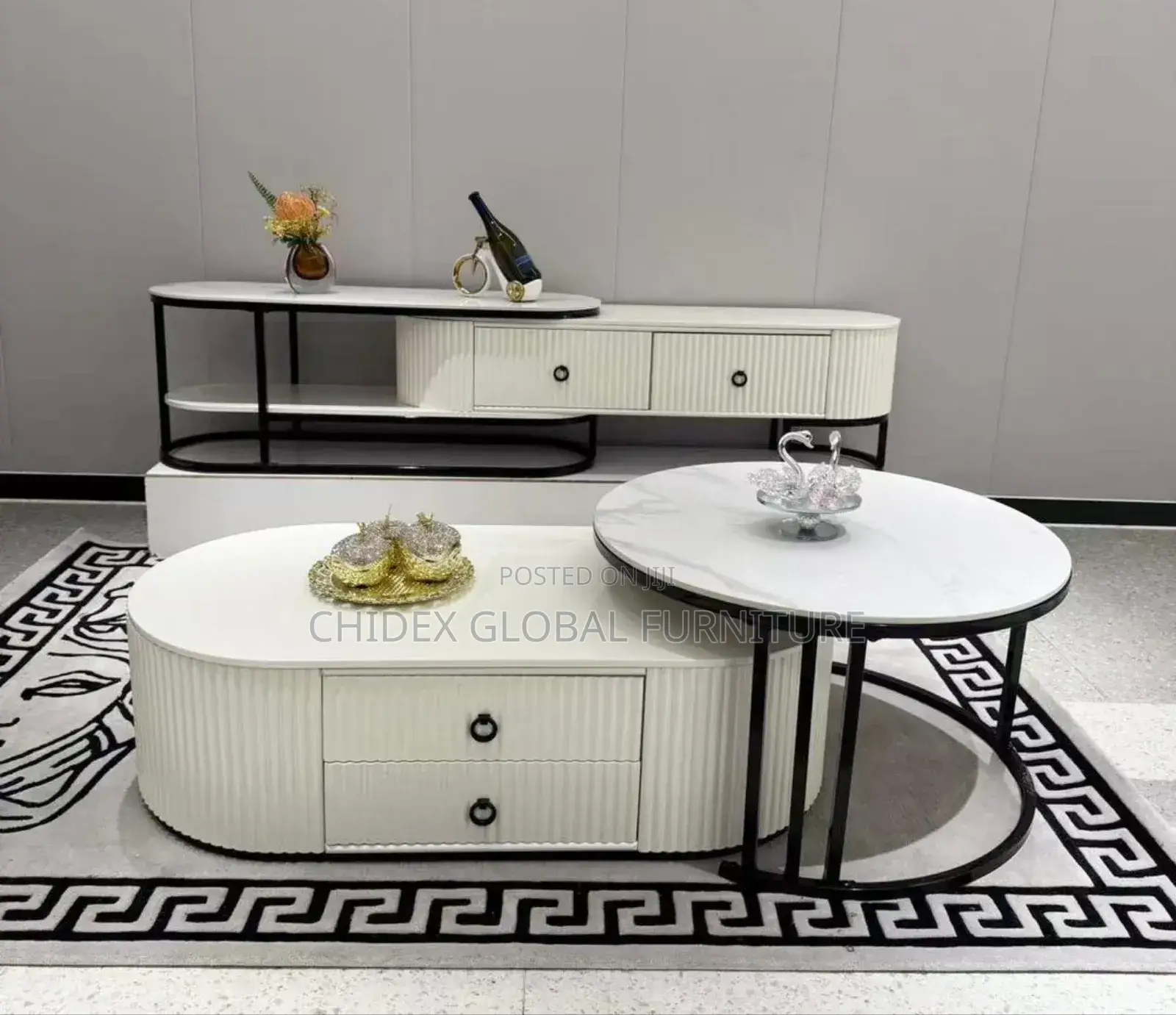 Set of Marble Tv Stand and Center Table