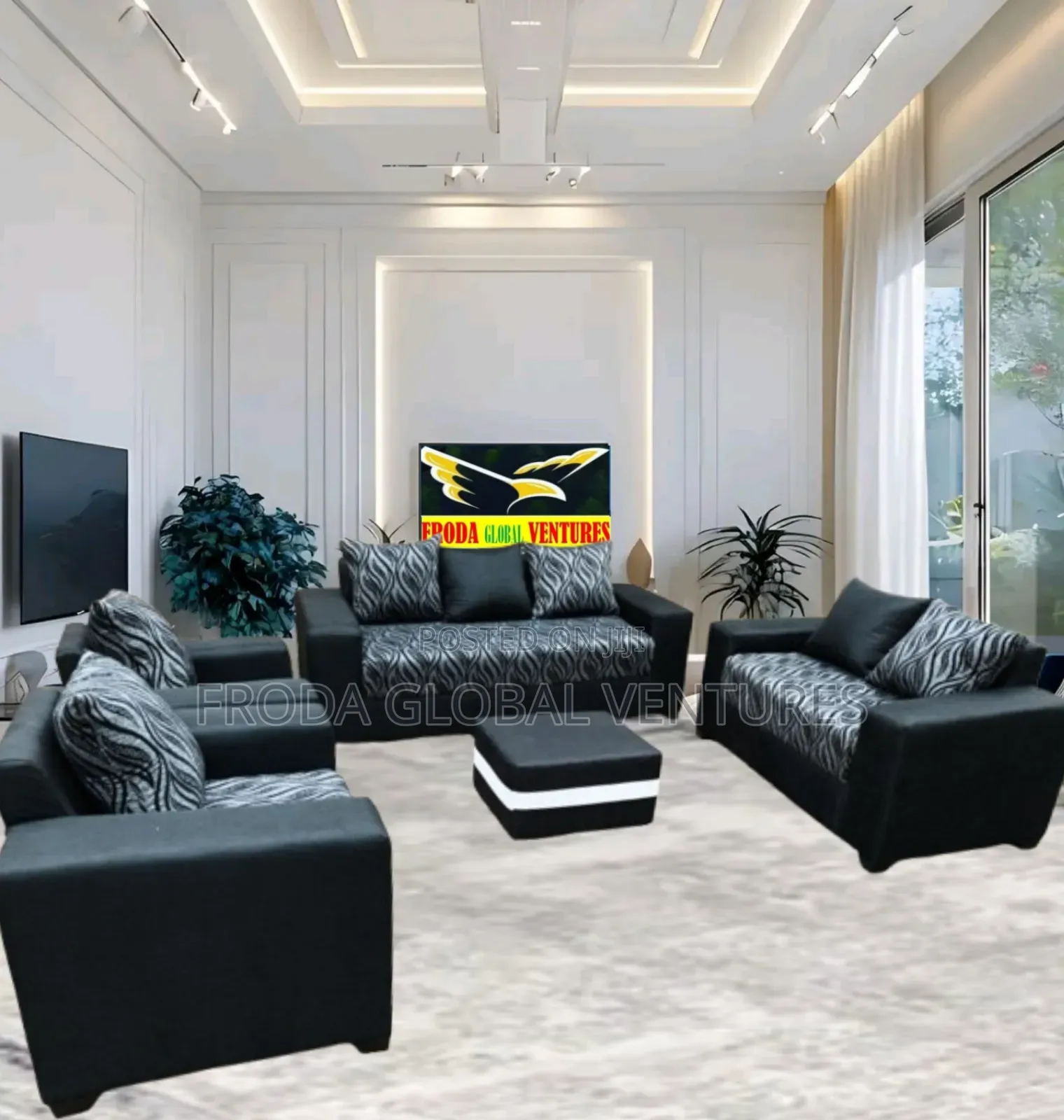 Standard Couches of 7 Seaters Sofa Chairs With Puffy Table