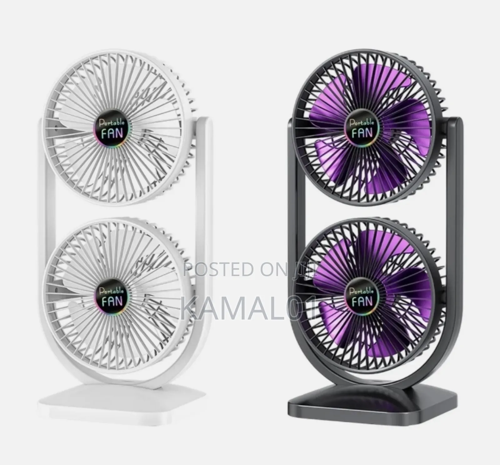 Double Head Desk Fan Quiet 3 Speeds