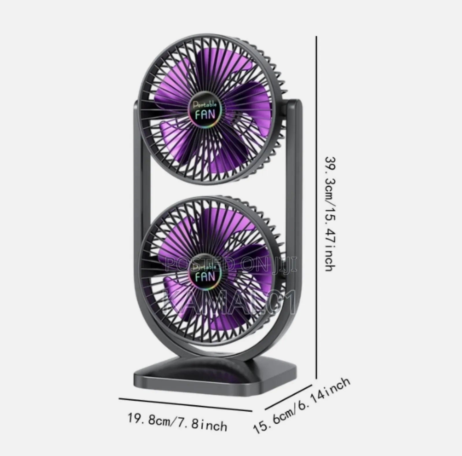 Double Head Desk Fan Quiet 3 Speeds
