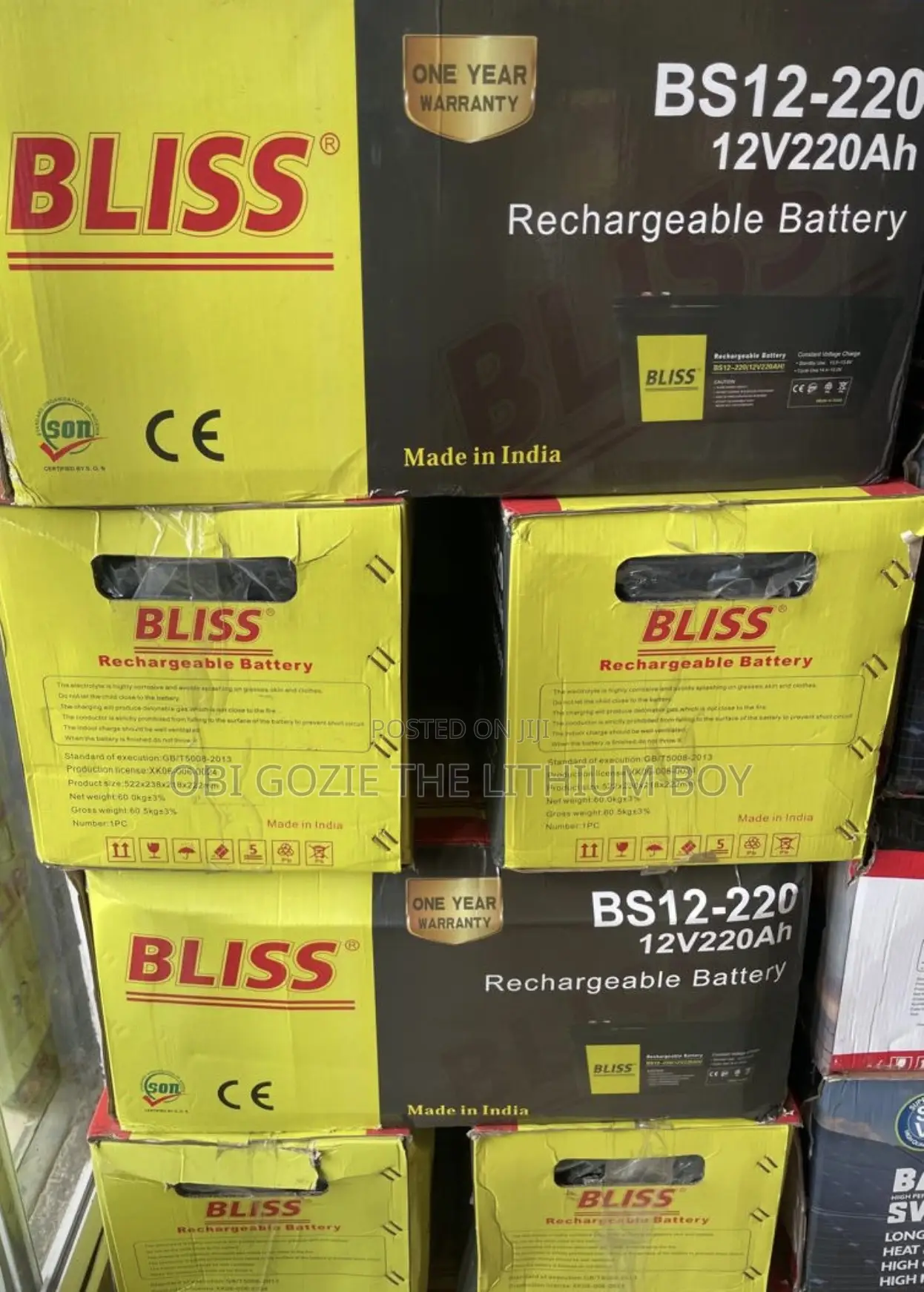 220ah - 12v Bliss Solar SMF Battery Is Available in Stock