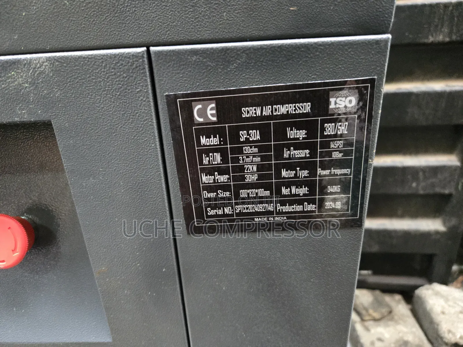 Screw Air Compressor 22kw 30hp 10bar  Original One