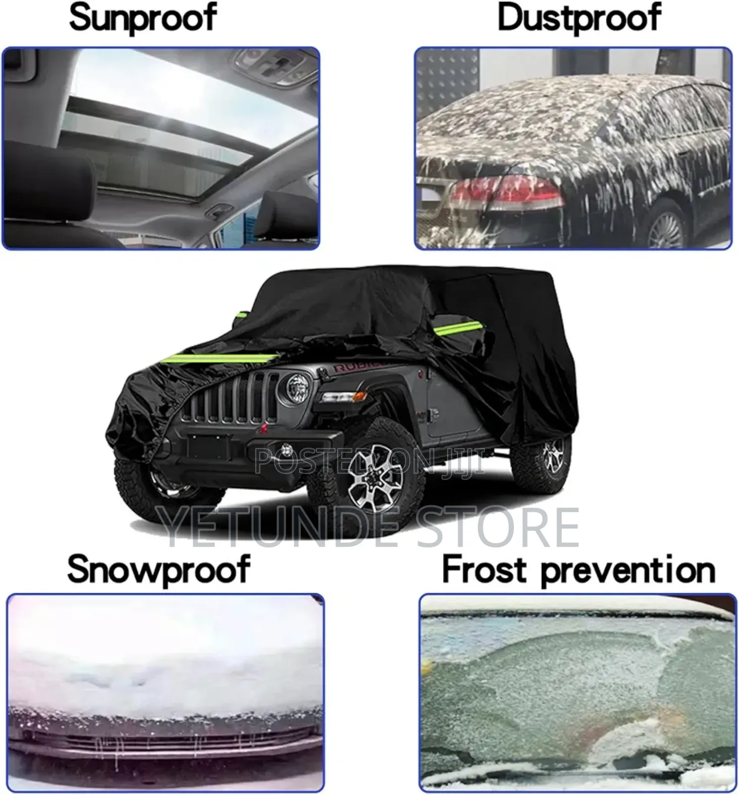 Waterproof Car Cover for Jeep Wrangler 4 Door, All Weather