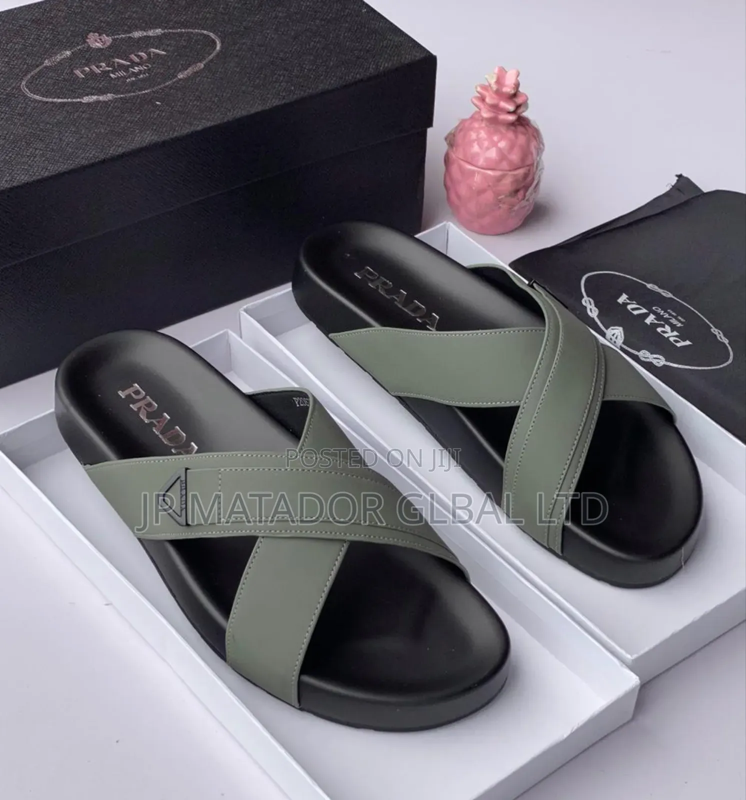 Men's Italian Leather Slippers Slide