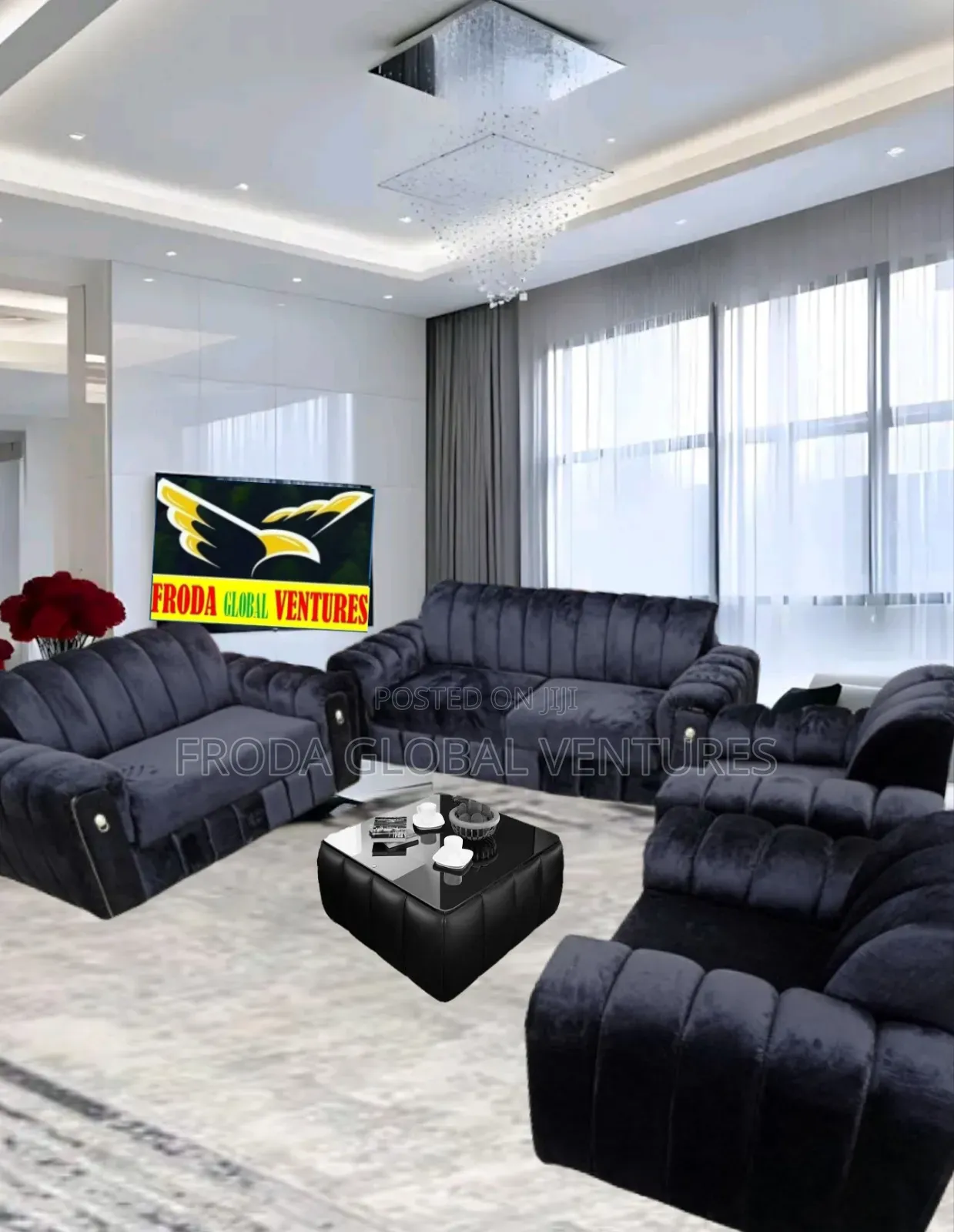 Living Room Couch. 7 Seaters Sofa Chairs With Table