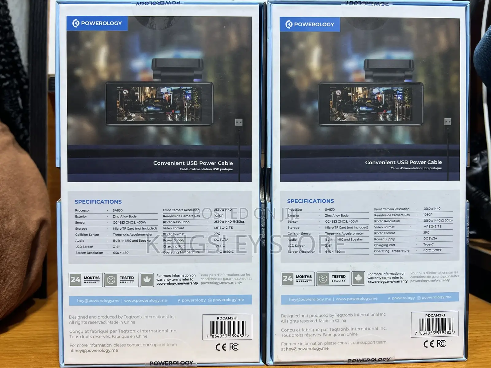 Powerology Dual Recording Dash Camera, Three-Axis
