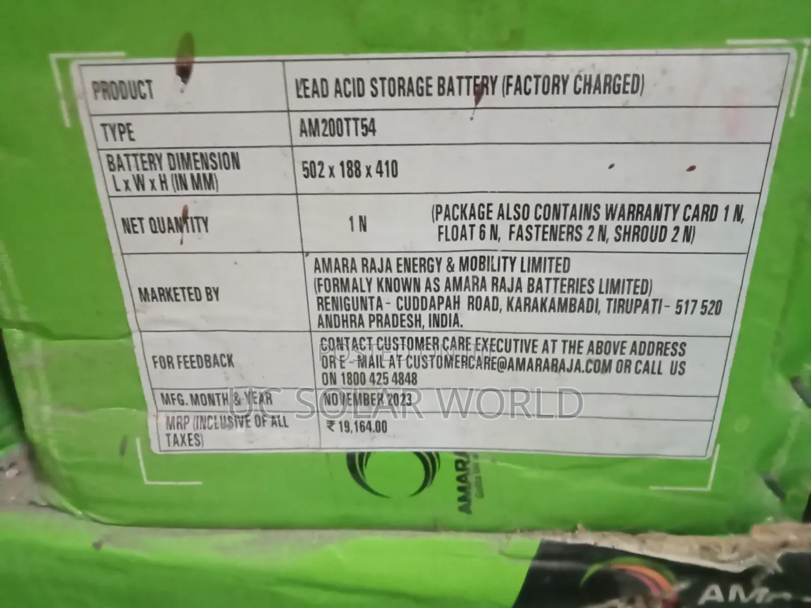 Amaron Current 200a Solar Tubular Battery