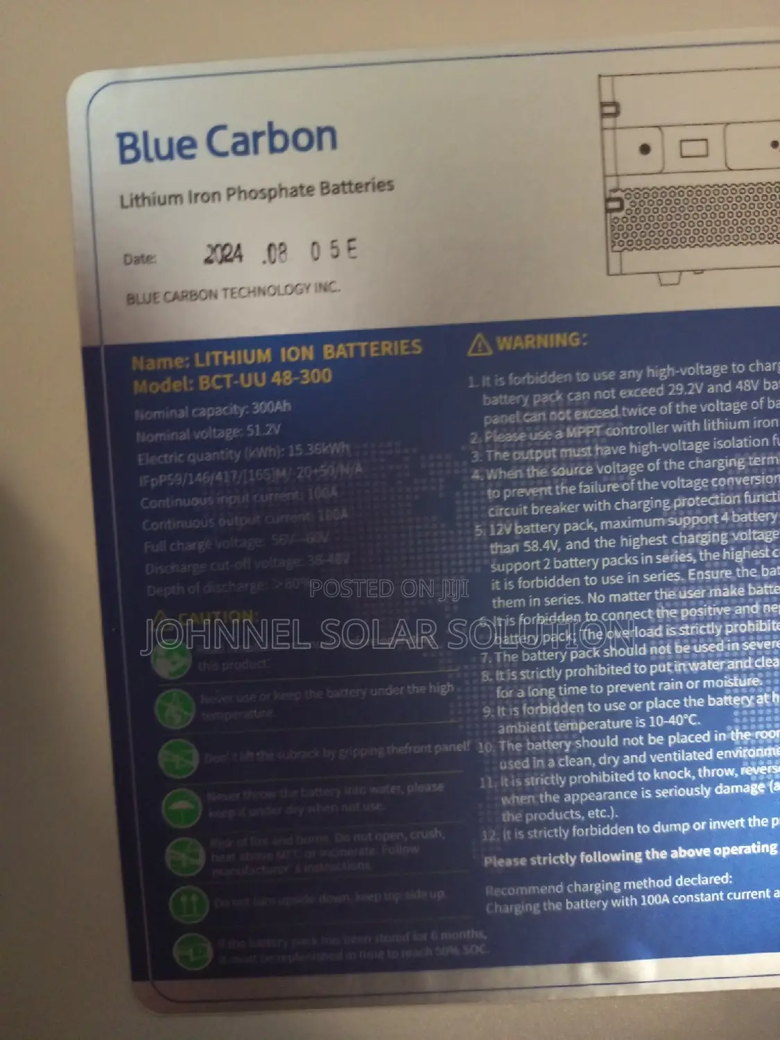 15kwh 48v Blue Carbon Lithium Ion Battery