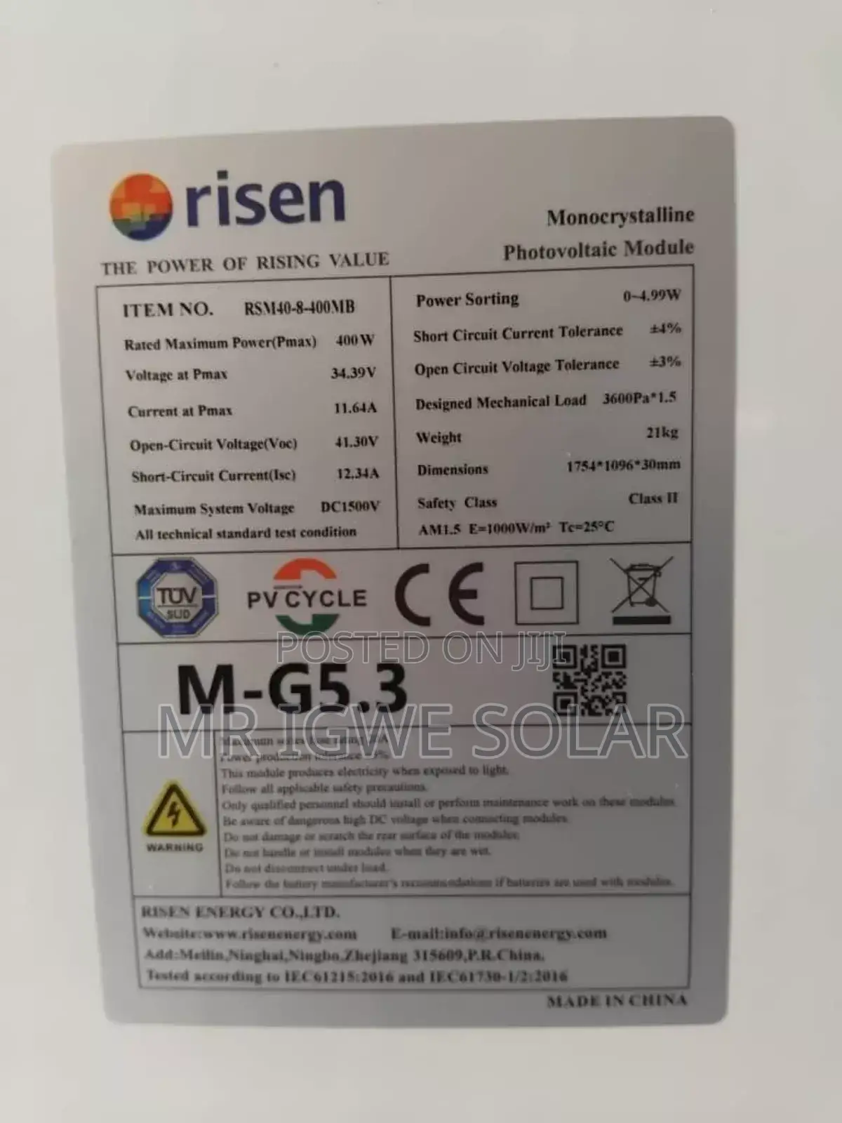 Risen 400watts Panels