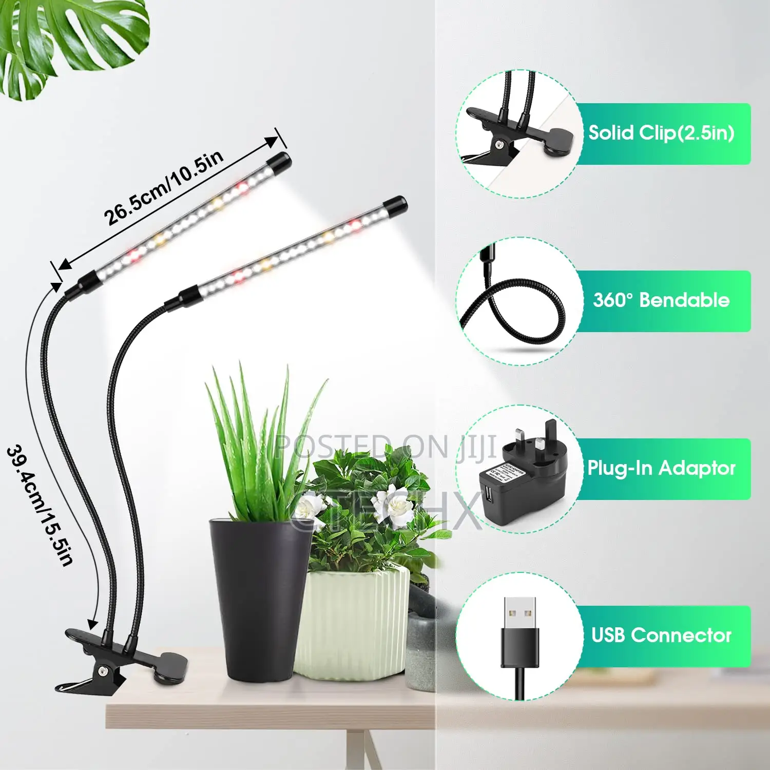 Wolezek Grow Lights for Indoor Plants. 2-Head Full Spectrum