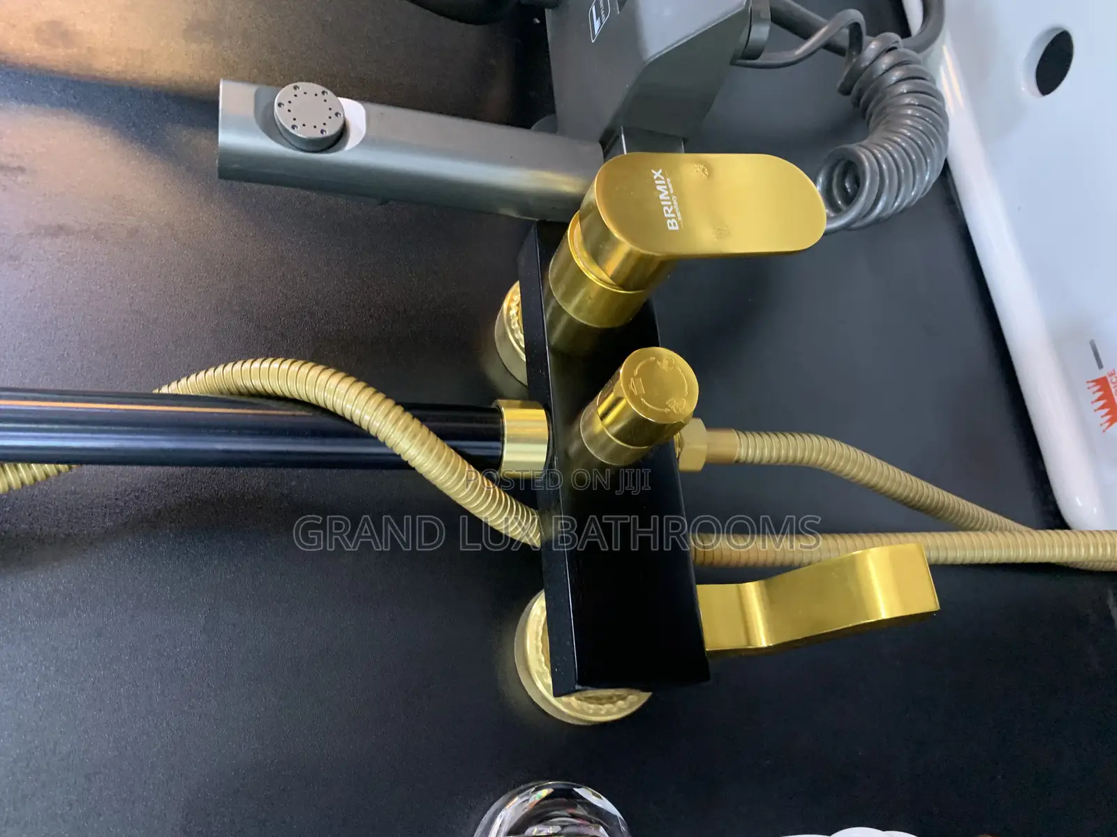 Wall Mount With Hand Shower Mixer Tap Black Gold