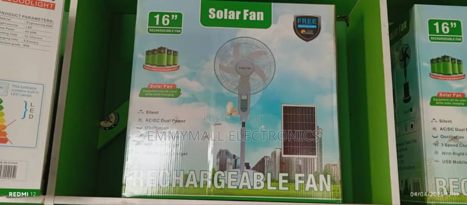 16inches Solar Rechargeable Acdc Fan With Panel