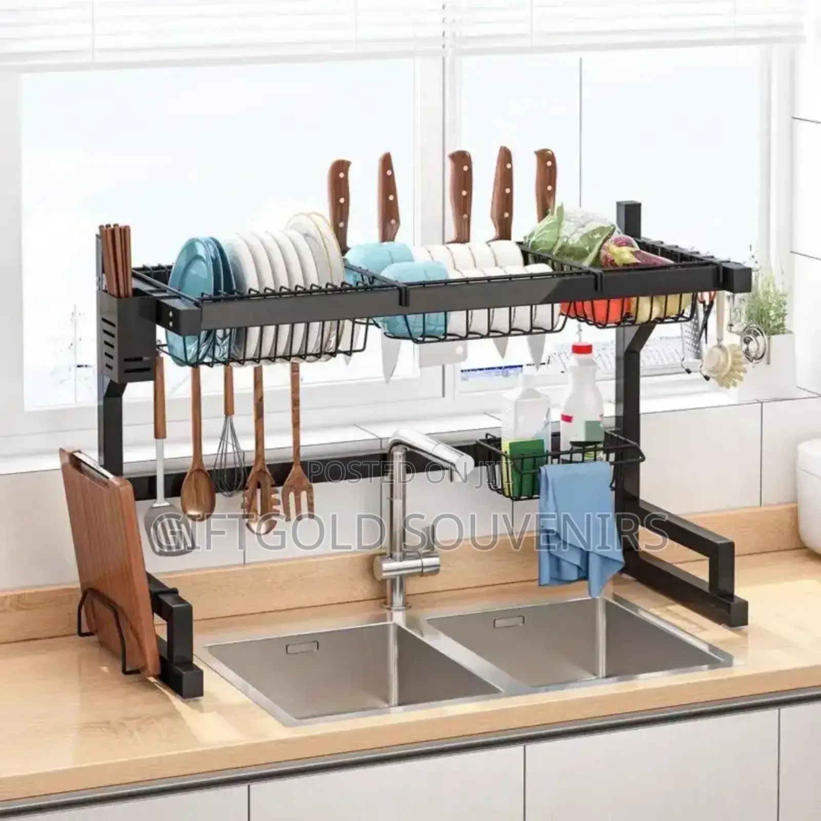 Over the Sink 95cm Stainless Steel Dish Drainer Rack
